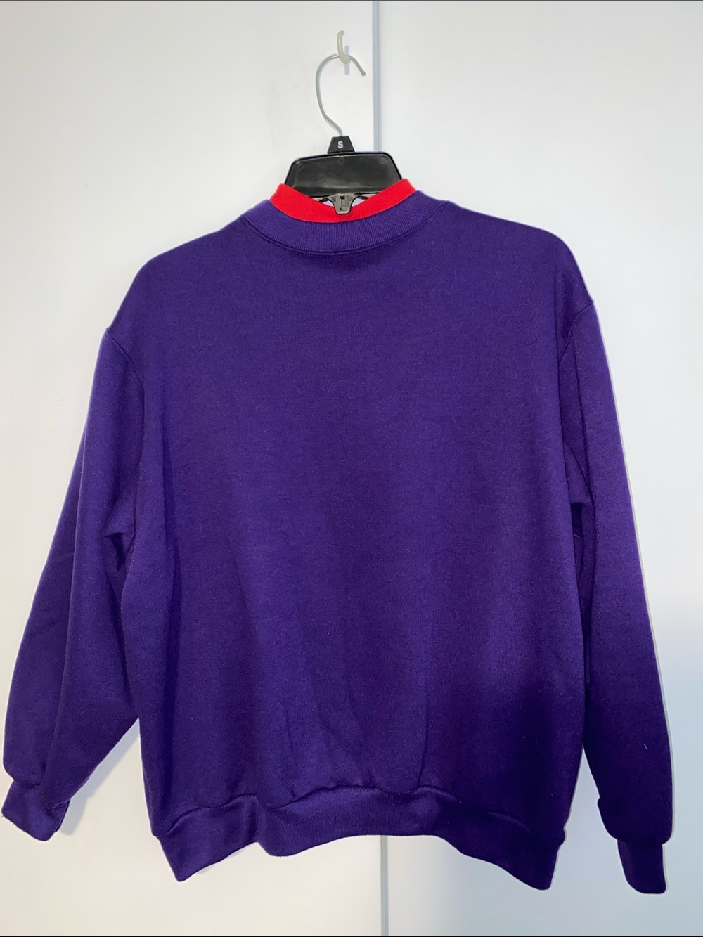 BonWorth Purple Crewneck Sweater with Red Trim and Embroidered Motif - Picture 4 of 4